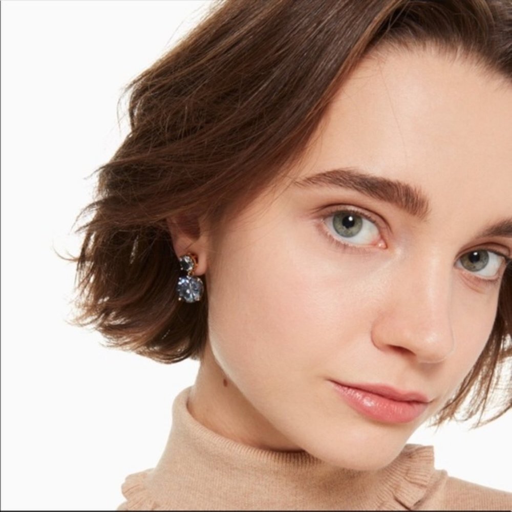 NEW Kate Spade Double Drop Blue Crystal Earrings - Picture 2 of 4